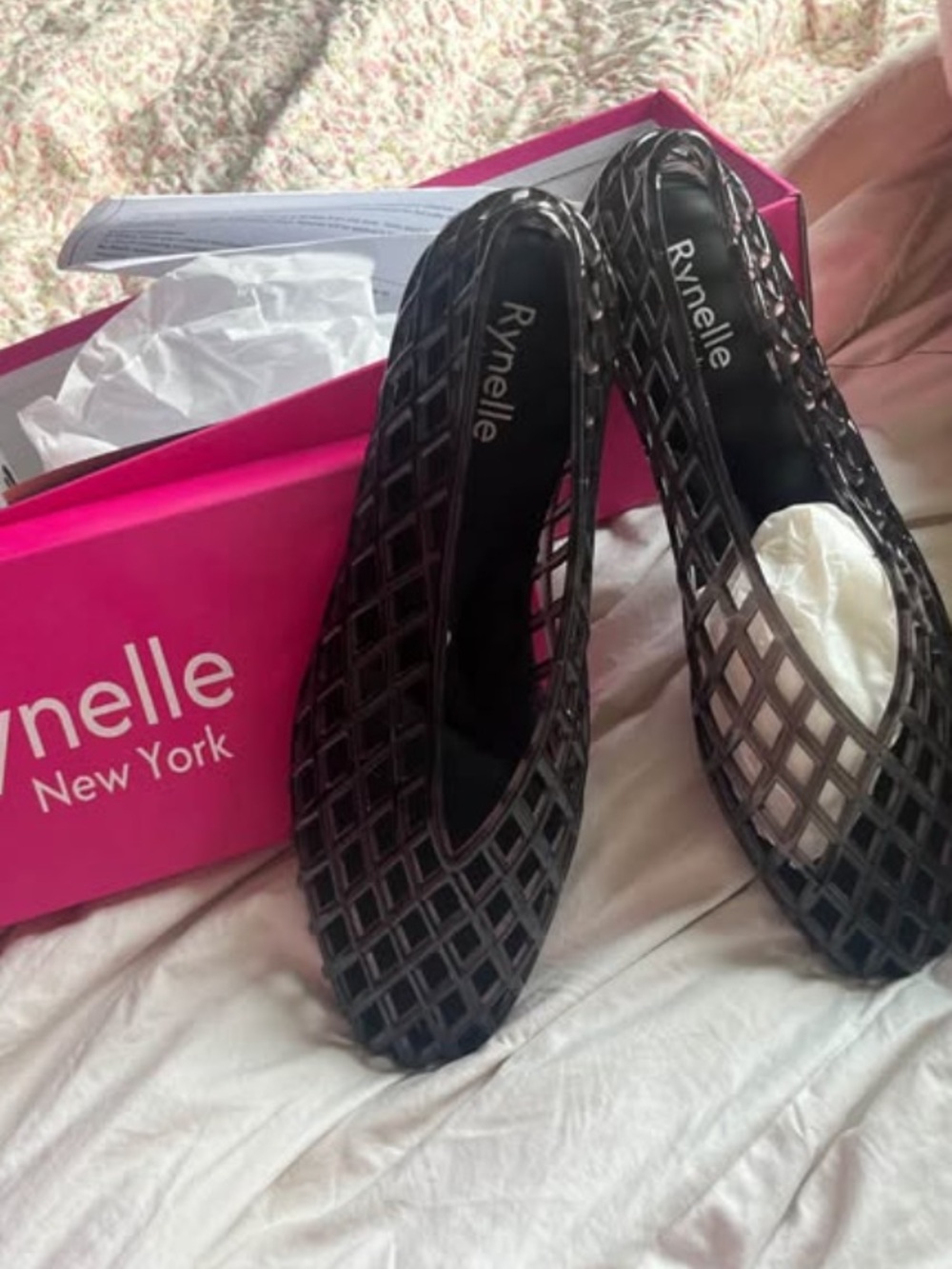 New York Black Lattice Slip-On Flats